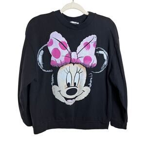 Zara Disney | Minnie Mouse Sweatshirt Black Women's Size Med 100% Cotton